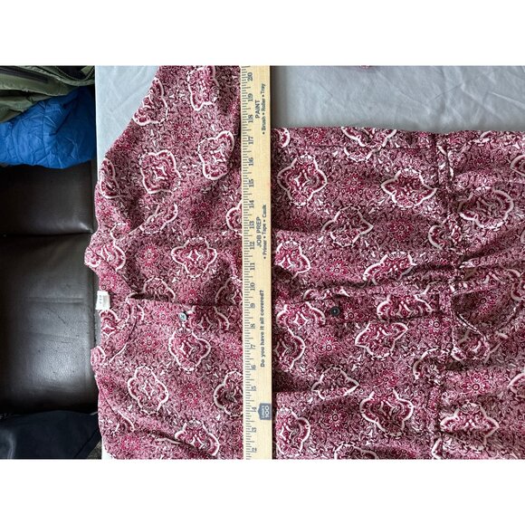 Gap Red Paisley Midi Dress S Drawstring Waist Long Sleeve Lightweight Casual - Picture 8 of 8